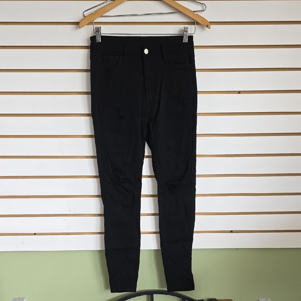 Distressed Black Jeans 6